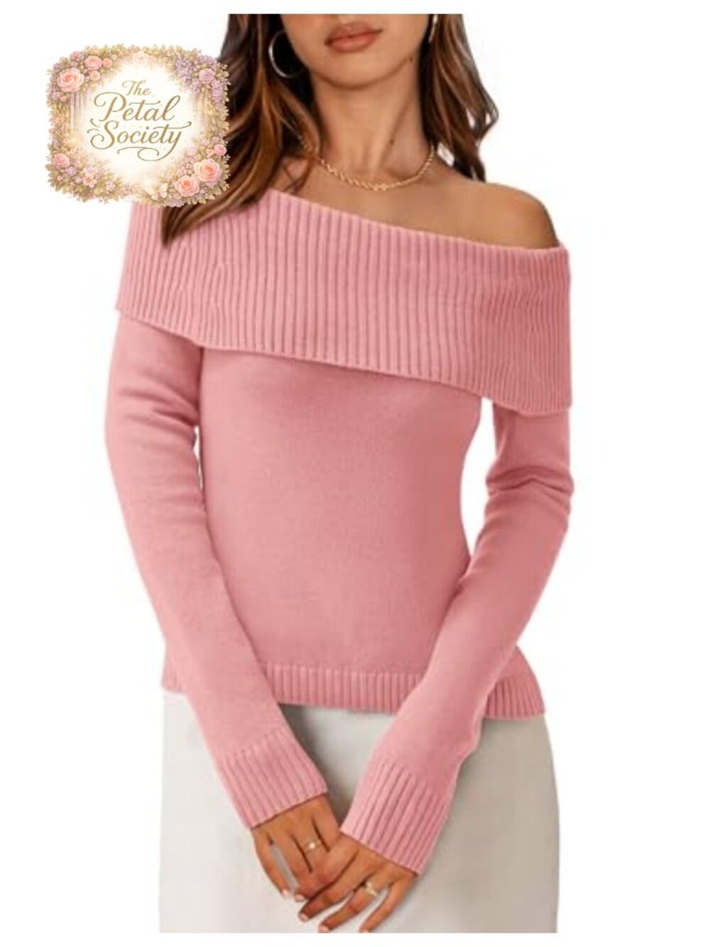 Off the Shoulder Sweater Women Trendy Fall Long Sleeve Pullover
